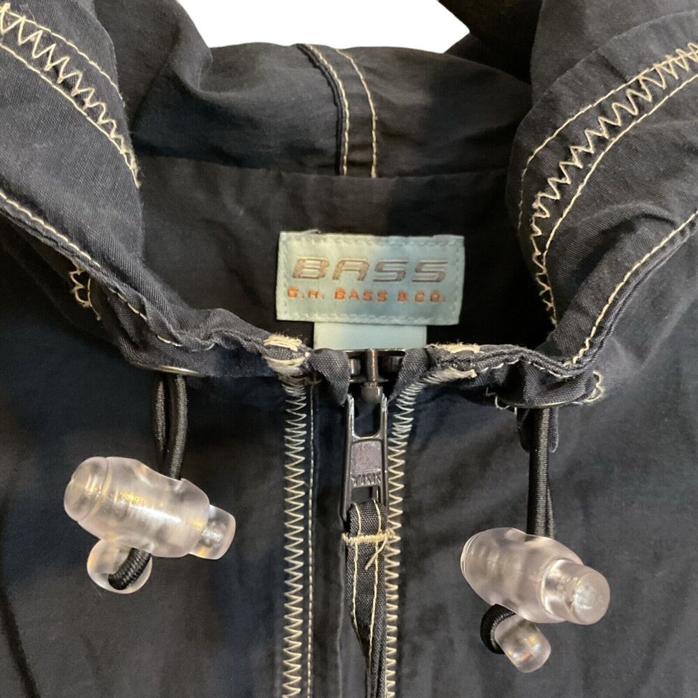 GH Bass Windbreaker Rain Jacket Women’s Size XL Navy Cotton Nylon Relaxed Fit - Picture 4 of 9